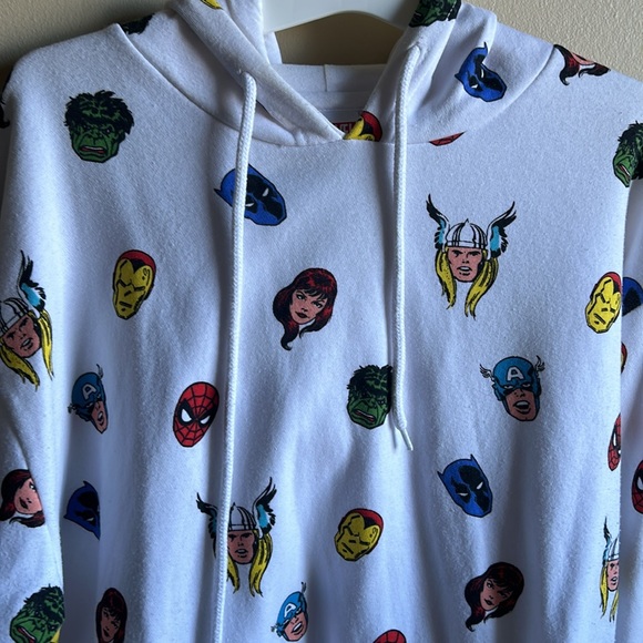 Marvel Avengers Heads All Over Print Comics Superheroes Hoodie Mens Medium - Picture 4 of 7